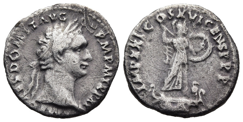 Domitian (AD 81-96). Rome
AR Denarius (18,8mm 3,1g)
Obv: IMP CAES DOMIT AVG GE...