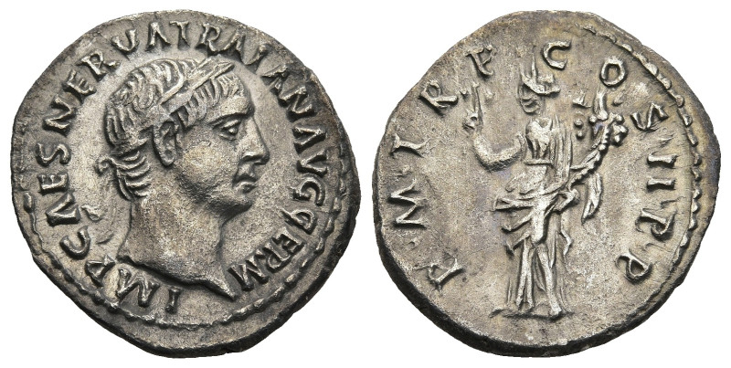 Trajan (98-117 AD). Rome.
AR Denarius (19,7mm 3,2g)
Obv: IMP CAES NERVA TRAIAN...