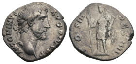 Antoninus Pius (AD 138-161). Rome
AR Denarius (18,2mm 2,96g)
Obv: ANTONINVS AVG PIVS P P. Laureate head to right
Rev: COS III DES IIII. Virtus stan...