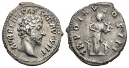 Marcus Aurelius, as Caesar (AD 139-161). Rome
AR Denarius (18,6mm 3,14g)
Obv: AVRELIVS CAESAR AVG PII F. Bare head to right
Rev: TR POT XV COS III....