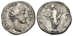 Marcus Aurelius, as Caesar (AD 139-161). Rome
AR Denarius (18,9mm 3,2g)
Obv: AVRELIVS CAESAR AVG PII F. Bare head of Marcus Aurelius to right.
Rev:...