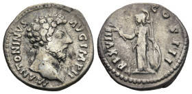 Marcus Aurelius (161-180 AD). Rome
AR Denarius (18,6mm 3,4g)
Obv: M ANTONINVS AVG IMP II. Bareheaded and cuirassed bust right.
Rev: TR P XVIII COS ...