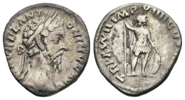 Marcus Aurelius (AD 161-180). Rome
AR Denarius (17,3mm 2,9g)
Obv: M AVREL ANTONINVS AVG. Laureate head of Marcus Aurelius to right.
Rev: TR P XXXII...
