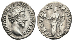 Marcus Aurelius (AD 161-180). Rome
AR Denarius (16,6mm 3,22g)
Obv: M AVREL ANTONINVS AVG. Laureate head of Marcus Aurelius to right.
Rev: PROV DEOR...
