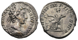 Commodus (AD 177-192). Rome. Struck under Marcus Aurelius AD 179
AR Denarius (18,4mm 3,15g)
Obv: L AVREL COMMODVS AVG. Laureate, draped and cuirasse...