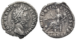 Commodus (AD 177-192). Rome
AR Denarius (17,8mm 2,4g)
Obv: M COMM ANT P FEL AVG BRIT. Laureate head to right
Rev: P M TR P XI IMP VII COS V P P, Fo...