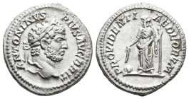 Caracalla (AD 198-217). Rome
AR Denarius (19,3mm 3,7g)
Obv: ANTONINVS PIVS AVG BRIT. Laureate head right
Rev: PROVIDENTIAE DEORVM. Providentia stan...