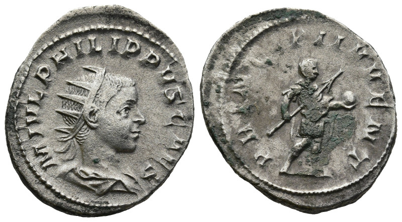 Philip II, as Caesar (AD 244-247). Rome
AR Antoninianus (24,1mm 4,1g)
Obv: M I...