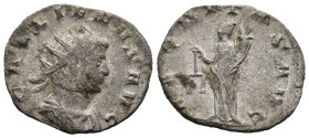 Gallienus (AD 253-268). Siscia
BI Antoninianus (21,6mm 2,7g)
Obv: GALLIENVS AVG. Radiate, draped and cuirassed bust to right
Rev: AEQVIT AVG. Aequi...