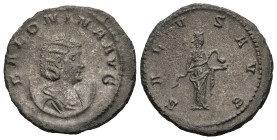 Salonina (AD 254-268). Antioch
BI Antoninianus (22,1mm 2,81g)
Obv: SALONINA AVG. Diademed and draped bust right, resting on a crescent
Rev: SALVS A...