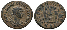 Numerian (AD 283-284). Kyzikos
AE Antoninianus (22,7mm 3,4g)
Obv: IMP C NVMERIANVS P F AVG. Radiate and draped bust right.
Rev: CLEMENTIA TEMP. Num...