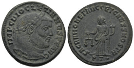 Diocletian (AD 284-305). Ticinum
AE Follis (28,2mm 9,4g)
Obv: IMP C DIOCLETIANVS P F AVG. Laureate head right
Rev: SACRA MONET AVGG ET CAESS NOSTR....