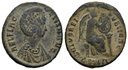 Aelia Flaccilla, Augusta (AD 379-386/8). Constantinople.
AE Follis (22mm 4,7g)
Obv: AEL FLACCILLA AVG. Diademed and draped bust right.
Rev: SALVS R...