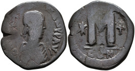 Justin I and Justinian I (AD 518-527). Constantinople
AE Follis (31,2mm 16,5g)
Obv: DN IVSTIN E IVSTINIAN PP AVG. Diademed, draped and cuirassed bus...