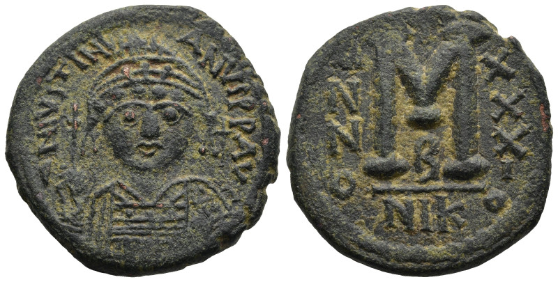 Justinian I (527-565 AD). Nicomedia. Dated RY 31 (567/8)
AE Follis (30,9mm 17g)...