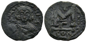 Anastasius II Artemius (713-715 AD). Constantinople
AE Follis (20,9mm 3,2g)
Obv: Crowned bust of Emperor facing, wearing chlamys and holding globus ...