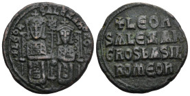 Leo VI the Wise, with Alexander (AD 886-912). Constantinople
AE Follis (26,8mm 8,3g)
Obv: + LЄOҺ S ALЄΞAҺδROS. Crowned figures of Leo and Alexander ...