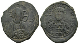 Constantine X Ducas (AD 1059-1067). Constantinople
AE Follis (26,1mm 6,82g)
Obv: Bust of Christ facing, wearing nimbus cross, pallius and collobium,...