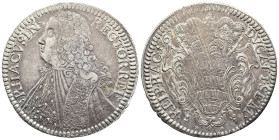 CROATIA. Republic of Ragusa (Dubrovnik). AD 1767
AR Tallero 1767 (41,7mm 28,5g)
Obv: RHACVSIN RECTOR REI. Male bust left, with long wig and fur-trim...