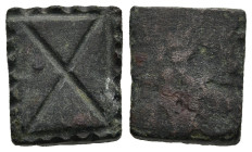 Byzantine weight
(3,5g 13,7mm diameter)
Obv: Large X
Rev: Blank