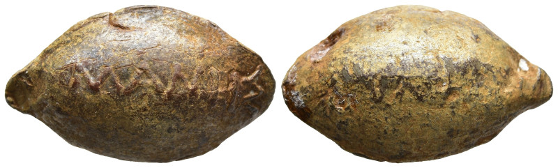 Ancient PB Sling Bullet. (Circa 4th-1st century BC)
(25,5g 30,8mm diameter)