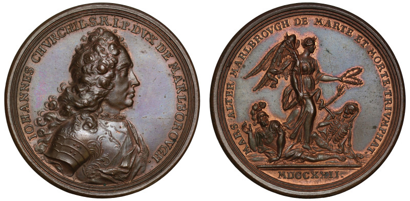 Death of the Duke of Marlborough, 1722, bronze medal by Georg Vestner, armoured ...