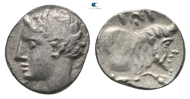 Sicily. Panormos as Ziz 405-380 BC. 
Litra AR

10 mm., 0,65 g.

Horned head...