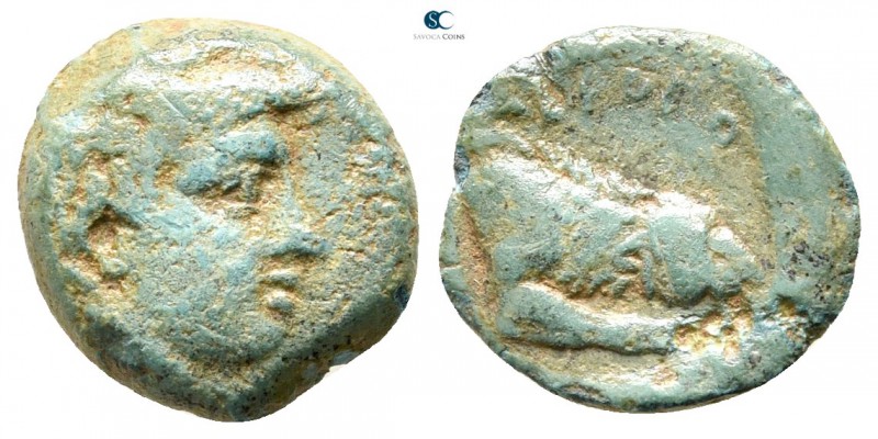 Kings of Macedon. Aeropos 398-395 BC. 
Bronze Æ

12 mm., 1,46 g.

Head of H...