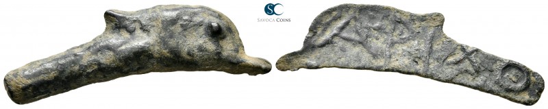 Scythia. Olbia circa 437-410 BC. 
Cast dolphin Æ

40 mm., 3,07 g.

Dolphin ...