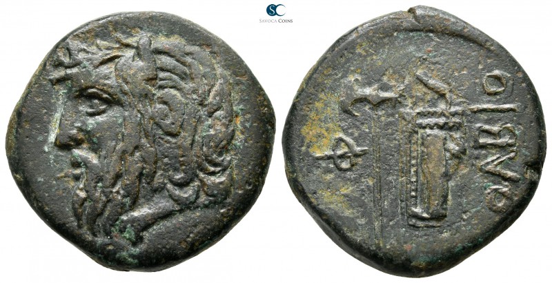 Scythia. Olbia 320-300 BC. 
Bronze Æ

25 mm., 14,29 g.

Horned head of Bory...