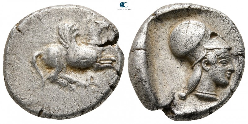 Epeiros. Ambrakia 450-440 BC. 
Stater AR

20 mm., 8,13 g.

A Bridled Pegasu...
