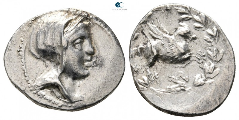 Corcyra. Corcyra circa 270-220 BC. 
Drachm AR

18 mm., 2,82 g.

Veiled and ...