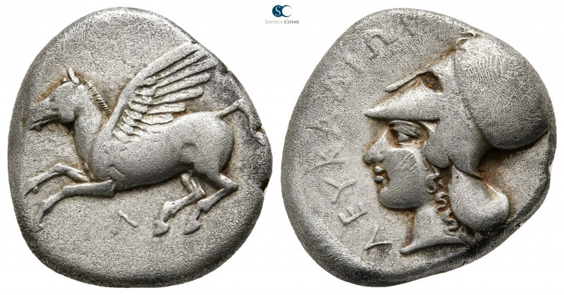 Akarnania. Leukas circa 375-350 BC. 
Stater AR

20 mm., 8,24 g.

Pegasos fl...