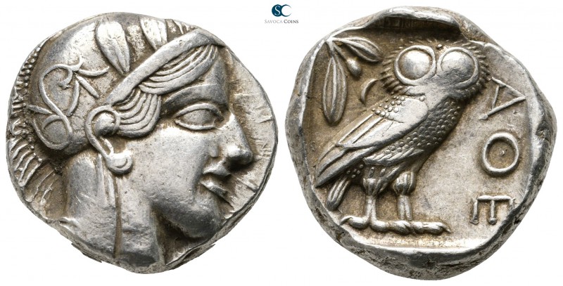 Attica. Athens 454-404 BC. 
Tetradrachm AR

24 mm., 17,23 g.

Head of Athen...
