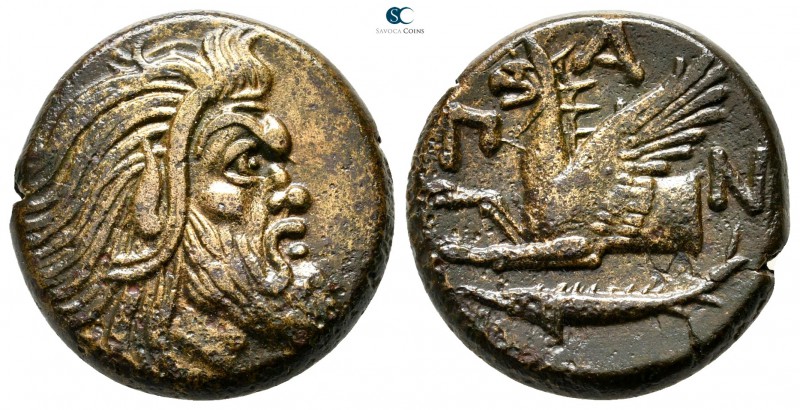 Cimmerian Bosporos. Pantikapaion 310-303 BC. 
Bronze Æ

22 mm., 7,57 g.

He...