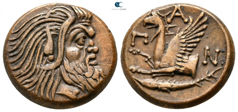 Cimmerian Bosporos. Pantikapaion 310-303 BC. 
Bronze Æ

22 mm., 7,48 g.

He...