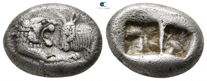 Kings of Lydia. Sardeis. Kroisos 560-546 BC. 
Siglos or Half Stater AR

17 mm...