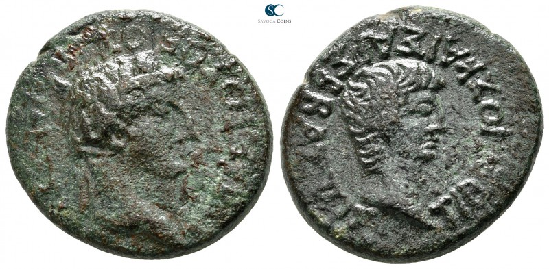 Macedon. Edessa. Augustus with Tiberius 27 BC-AD 14. 
Bronze Æ

23 mm., 9,25 ...