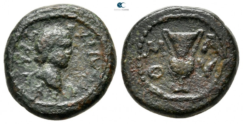 Lesbos. Methymna . Trajan AD 98-117. 
Bronze Æ

17 mm., 3,72 g.

ΤΡΑΙANOC Κ...