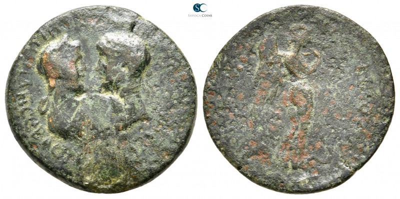 Ionia. Smyrna. Nero and Poppaea AD 54-68. 
Bronze Æ

21 mm., 4,01 g.

[NEPΩ...