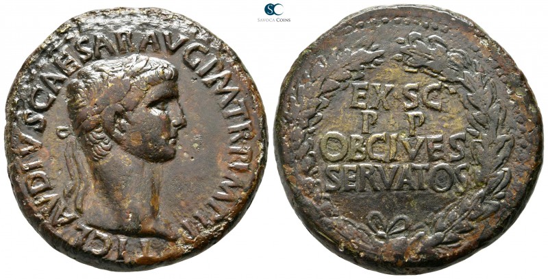 Claudius AD 41-54. Rome
Sestertius Æ

37 mm., 24,82 g.

TI CLAVDIVS CAESAR ...