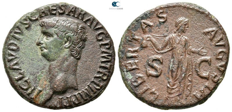 Claudius AD 41-54. Rome
As Æ

29 mm., 9,84 g.

TI CLAVDIVS CAESAR AVG P M T...