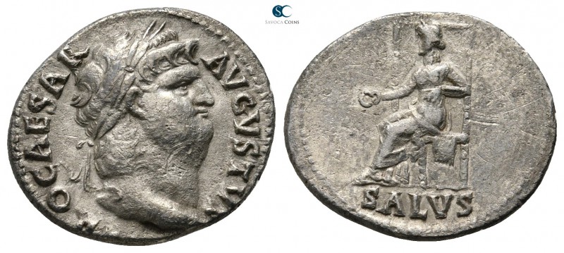 Nero AD 54-68. Rome
Denarius AR

20 mm., 3,22 g.

[NE]RO CAESAR AVGVSTVS, l...