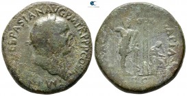 Vespasian AD 69-79. Judaea Capta issue. Struck AD 71. Rome. Sestertius Æ