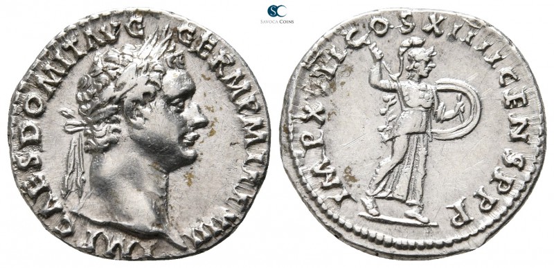 Domitian AD 81-96. Rome
Denarius AR

 mm., g.

IMP CAES DOMIT AVG GERM P M ...