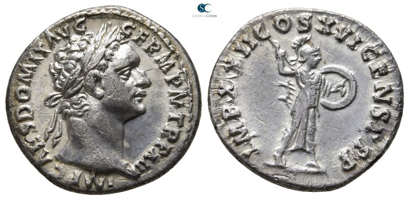 Domitian AD 81-96. Rome
Denarius AR

18 mm., 3,02 g.

IMP CAES DOMIT AVG GE...