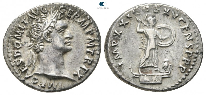 Domitian AD 81-96. Rome
Denarius AR

18 mm., 3,59 g.

IMP CAES DOMIT AVG GE...