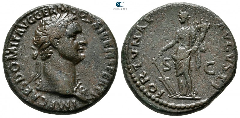 Domitian AD 81-96. Rome
As Æ

26 mm., 11,49 g.

IMP CAES DOMIT AVG GERM COS...