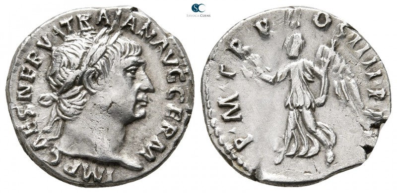 Trajan AD 98-117. Rome
Denarius AR

18 mm., 3,33 g.

IMP CAES NERVA TRAIAN ...