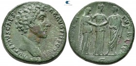 Marcus Aurelius as Caesar AD 139-161. Struck AD 145. Rome. Sestertius Æ